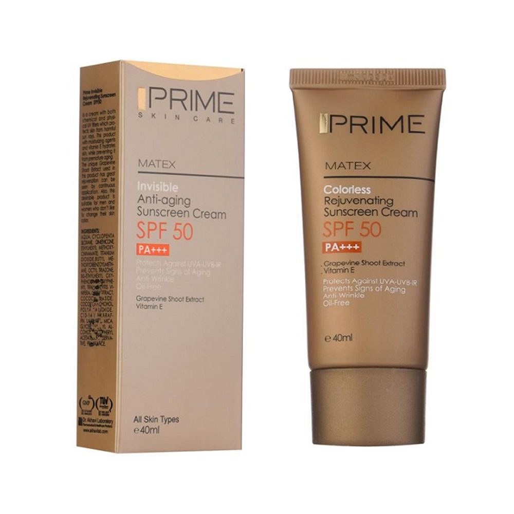پرایم کرم ضد آفتاب بی رنگ SPF 50 مدل Matex پرایم - تصویر 1