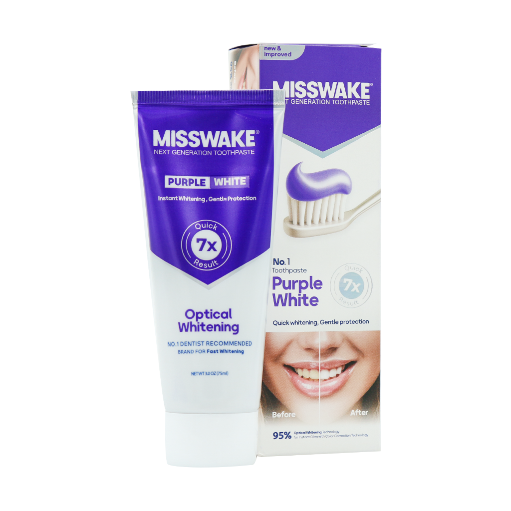 Misswake-Purple-White-Toothpaste- خمیر دندان سفید کننده وضد زردی پرپل وایت میسویک - تصویر 1