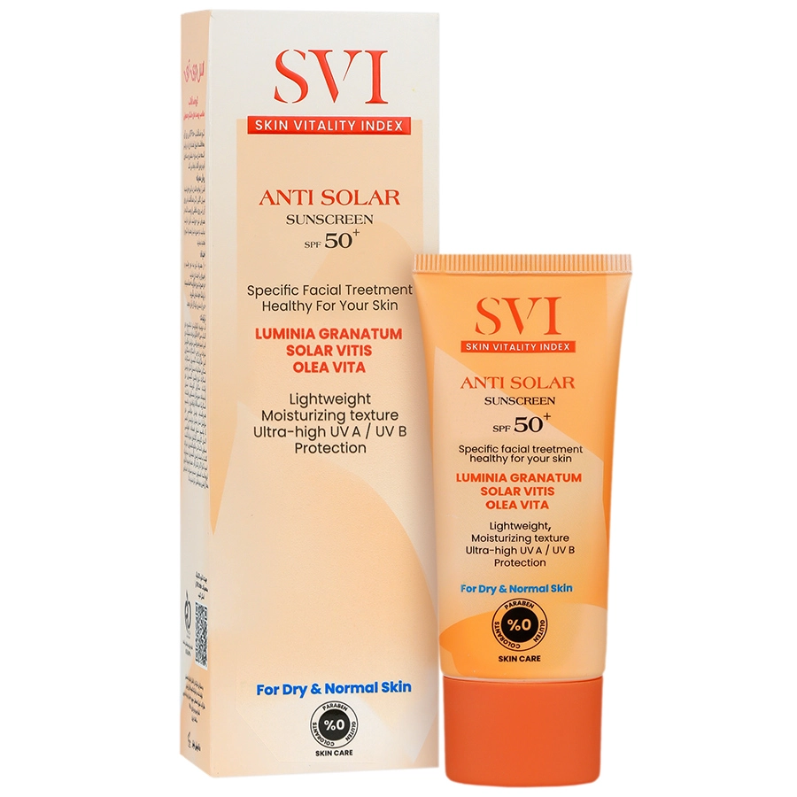1629483168520255611 کرم ضد آفتاب بی رنگ پوست خشک SPF50 اس وی آی - تصویر 1