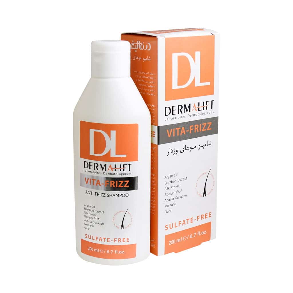Dermalift-Vita-Frizz-Anti-Frizz-Shampoo-200 شامپو موهای مجعد و وزدار درمالیفت مدل Vita-Frizz حجم 200 میلی لیتر - تصویر 1