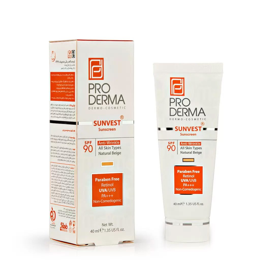 Mer30daru-proderma-sunscreen-anti-wrinkle-22 کرم ضد آفتاب و ضد پیری پرودرما بژ طبیعی برای انواع پوست spf 90 - تصویر 1