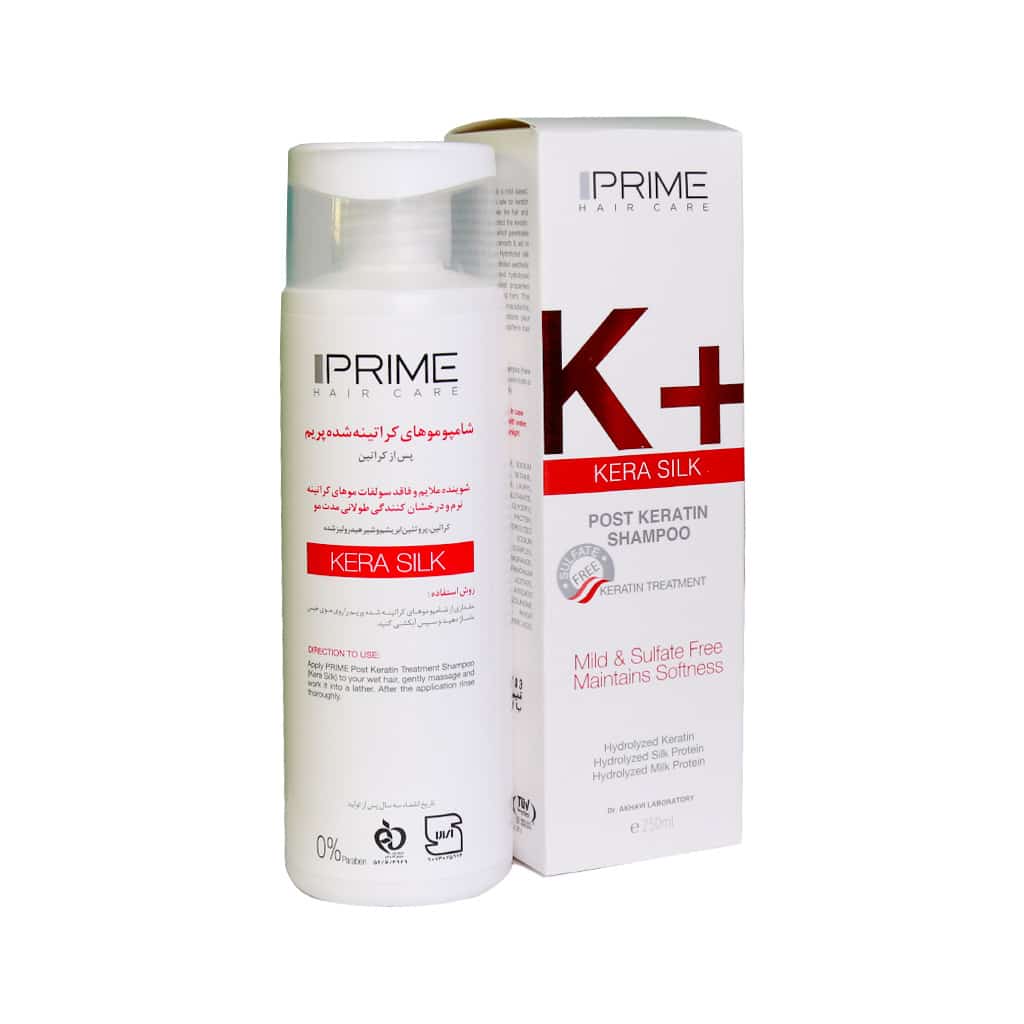 Prime-K-Kera-Silk-Post-Keratin-Shampoo شامپو فاقد سولفات موهای کراتینه شده پرایم مدل +K حجم 250 میلی لیتر - تصویر 1