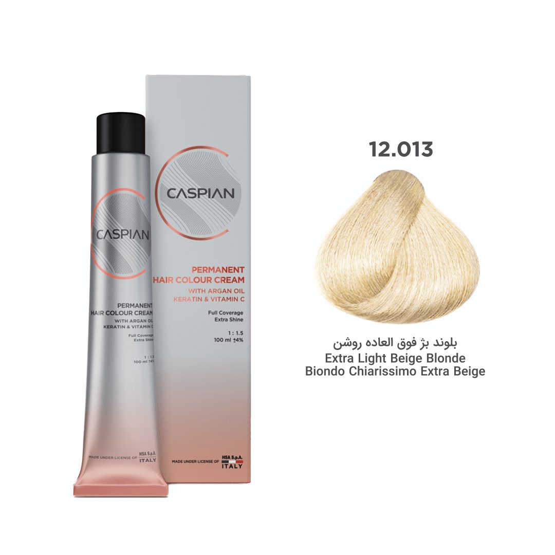 caspian-12.013-min رنگ مو شماره 12.013 بلوندبژ فوق العاده روشن حجم۱۰۰میل کاسپین - تصویر 1