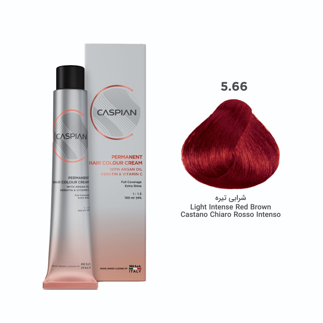 caspian-5.66- رنگ مو شماره 5.66 شرابی تیره حجم۱۰۰میل کاسپین - تصویر 1
