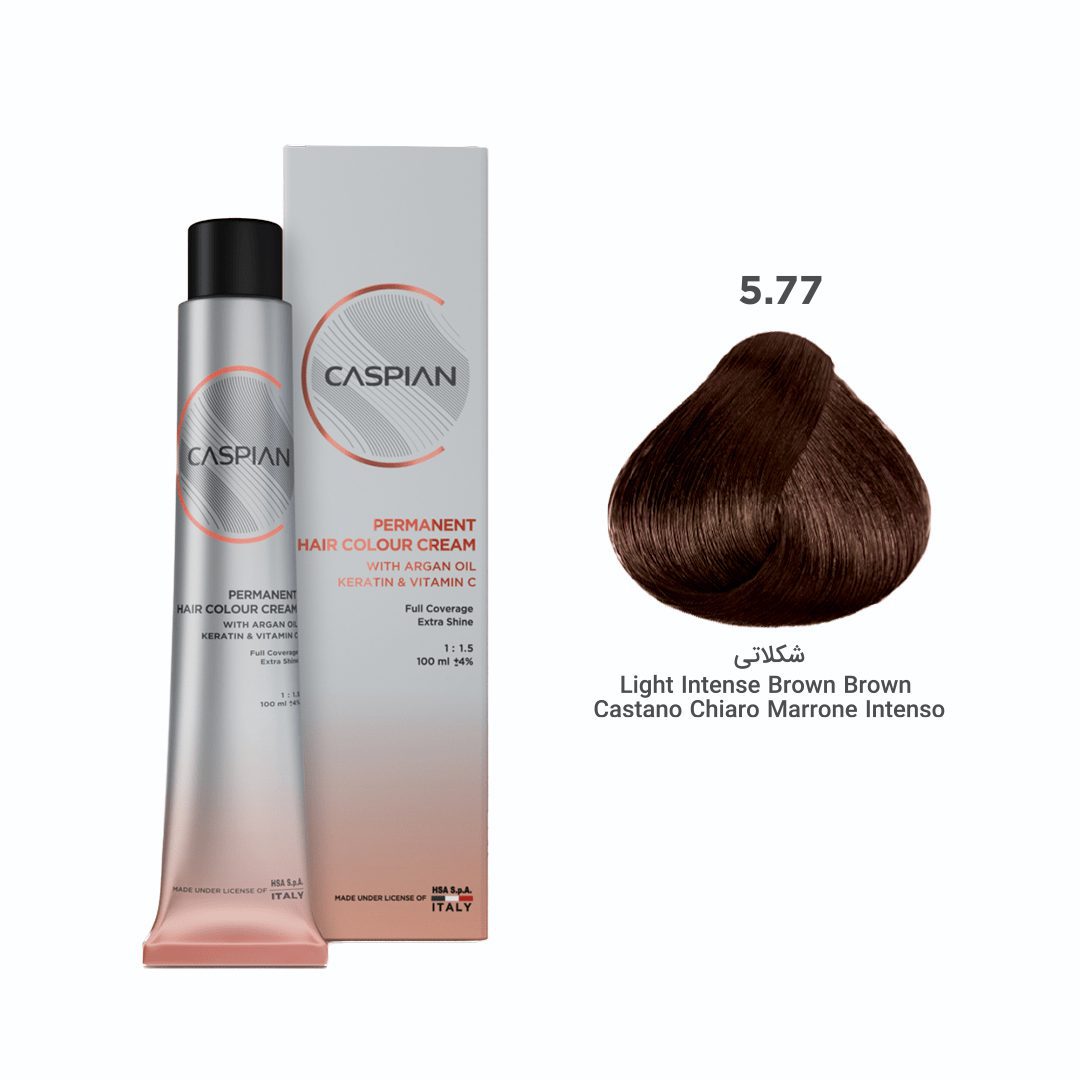 caspian-5.77- رنگ مو شماره 5.77 شکلاتی حجم۱۰۰میل کاسپین - تصویر 1