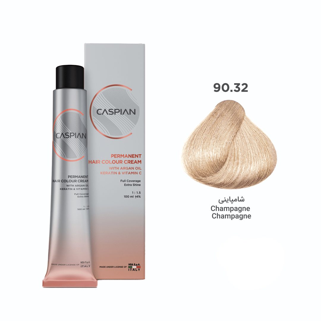 caspian-90.32-min رنگ مو شماره 90.32شامپاینی حجم ۱۰۰میل کاسپین - تصویر 1