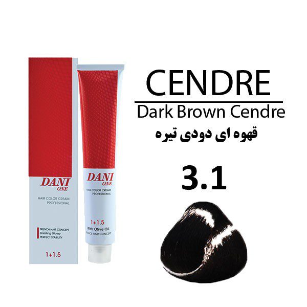 3.1 رنگ مو دنی وان سری دودی شماره3/۱قهوه ای دودی تیره ۱۰۰میل - تصویر 1