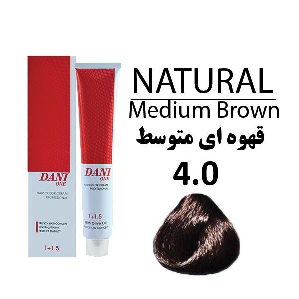 4.0n رنگ مو دنی وان سری طبیعی شماره4/۰قهوه ای متوسط حجم ۱۰۰ میل - تصویر 1